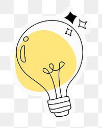 Png glowing light bulb doodle sticker, drawing illustration, transparent background