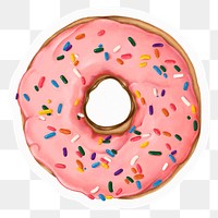 Glazed donut png sticker, cute illustration, transparent background