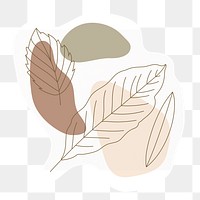 Leaf line art  png sticker, drawing illustration, transparent background