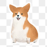 Cute corgi png sticker, drawing illustration, transparent background