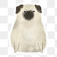 Grumpy pug  png sticker, drawing illustration, transparent background