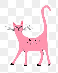 Pink cat png sticker, drawing illustration, transparent background