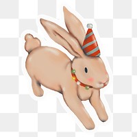 Rabbit png sticker, winter holidays illustration, transparent background