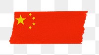 China's flag png sticker, washi tape design, transparent background