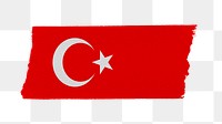 Turkey's flag png sticker, washi tape design, transparent background