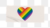 Rainbow heart png sticker, washi tape, transparent background