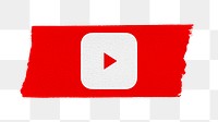 YouTube icon for social media on washi tape png. 23 MAY 2022 - BANGKOK, THAILAND