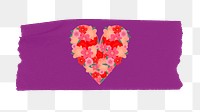 Flower heart png sticker, washi tape, transparent background