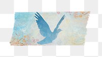 Blue bird png sticker, washi tape, transparent background