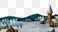 Winter landscape png border, drawing, transparent background