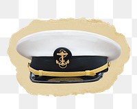 Navy cap png sticker, ripped paper, transparent background