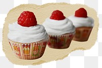 Cupcake png sticker, ripped paper transparent background