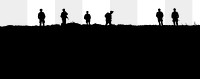 Soldiers png land silhouette border, transparent background