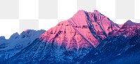 Sunset mountain png border, Winter nature image, transparent background