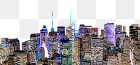 New York City png border, cityscape isolated image, transparent background