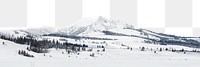 Snowy hill png border, winter landscape image, transparent background