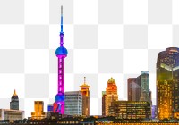 PNG Shanghai city Oriental Pearl Tower, collage element, transparent background