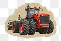 Farming tractor png sticker, ripped paper, transparent background