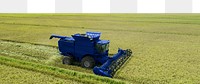 Png harvest tractor landscape, transparent background