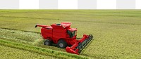 Png harvest tractor landscape, transparent background