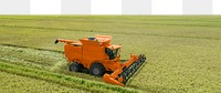Png harvest tractor landscape, transparent background