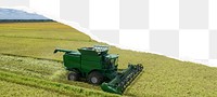 Png harvest tractor landscape, ripped paper effect, transparent background