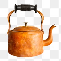 Png Vintage copper kettle sticker, transparent background