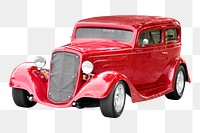 Png Antique red car sticker, transparent background