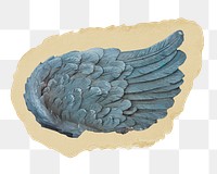 Angel wing png sticker, ripped paper, transparent background