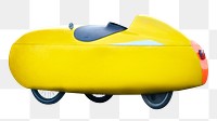 Yellow velomobile png sticker, transparent background