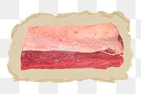 Raw meat png sticker, ripped paper, transparent background