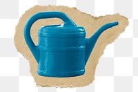 Png Blue watering can sticker, ripped paper transparent background