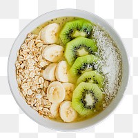 Oatmeal bowl png sticker, healthy food cut out, transparent background