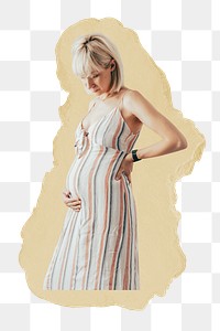 Pregnant woman png sticker, ripped paper, transparent background