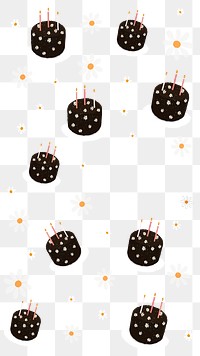 Cake patterned png overlay, cute daisies, transparent background