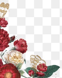 Flower border png sticker, vintage collage element on transparent background