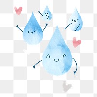 Png cute water droplet sticker, transparent background