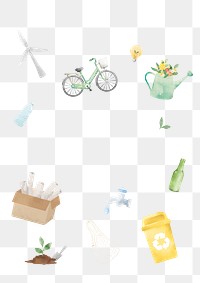 Eco-lifestyle png sticker, watercolor, transparent background