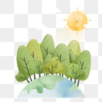 Forest png sticker, watercolor, transparent background