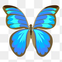 PNG blue butterfly, animal sticker, Glitch game illustration, transparent background. Free public domain CC0 image.