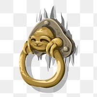 Sloth knocker png sticker, Glitch game illustration, transparent background. Free public domain CC0 image.