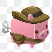 Piggy cubimal png sticker, Glitch game illustration, transparent background. Free public domain CC0 image.