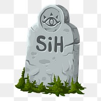 Tombstone png sticker, Glitch game illustration, transparent background. Free public domain CC0 image.