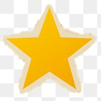 Yellow star png sticker, ripped paper, transparent background