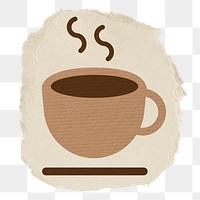 Coffee cup png sticker, ripped paper, transparent background