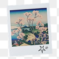 Katsushika Hokusai's png famous cherry blossom painting, instant photo, transparent background, remixed by rawpixel