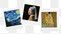Aesthetic png famous paintings, instant photos mood board, transparent background, remixed by rawpixel