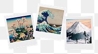 Png famous Japanese traditional paintings on instant photos, transparent background, remixed by rawpixel