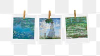 Claude Monet's png famous paintings on instant photos, transparent background remixed by rawpixel