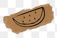 Watermelon png sticker doodle, ripped paper, transparent background